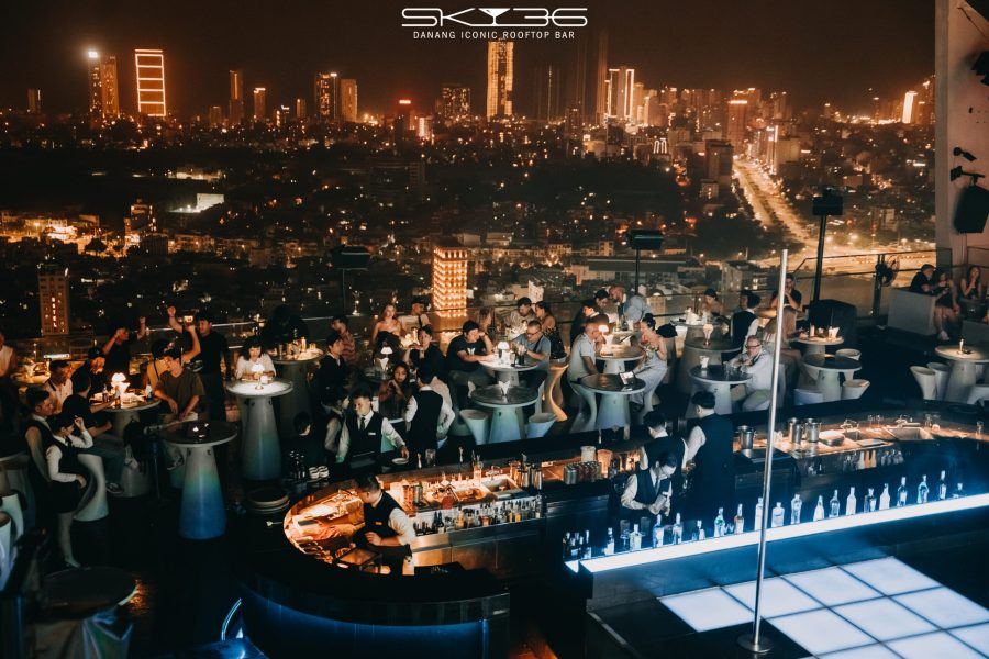 Panoramic view of Han River from Sky36 Danang rooftop bar
