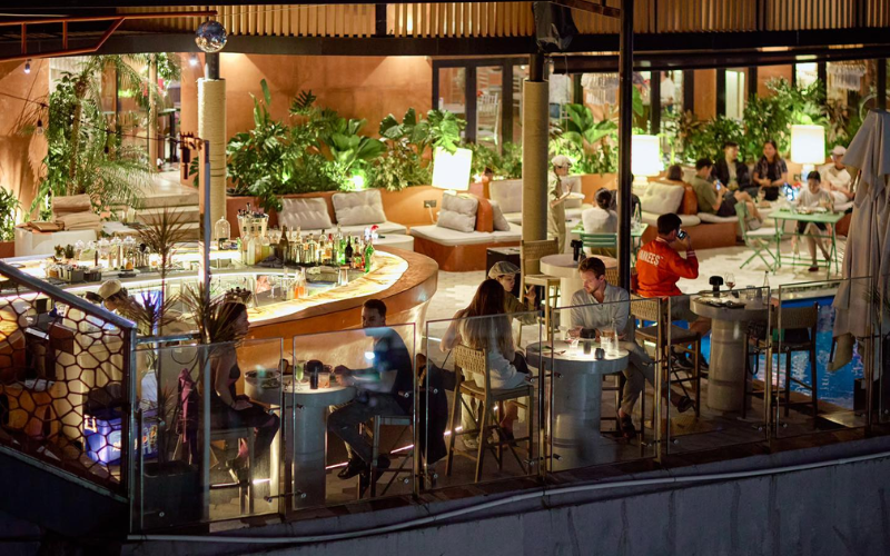 Bohemian style outdoor seating at Gypsy rooftop bar Da Nang