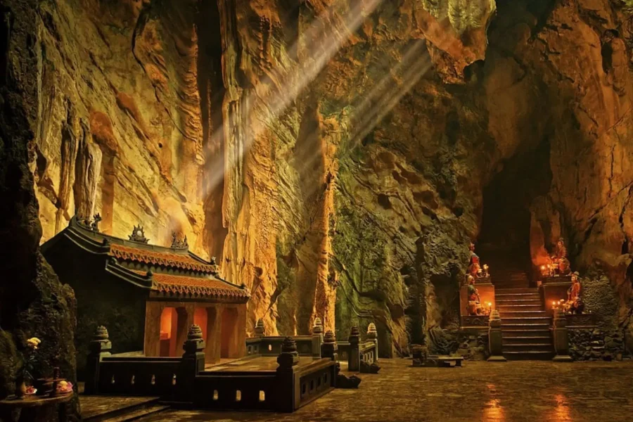 Beautiful cave in Marble Mountains